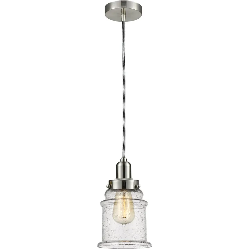 Whitney Canton 1 Light 8 inch Satin Nickel Mini Pendant Ceiling Light in Zebra, Whitney
