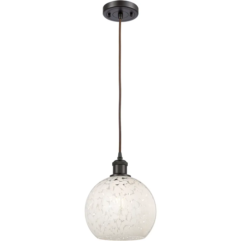 Ballston White Mouchette 1 Light 8 inch Oil Rubbed Bronze Cord Hung Mini Pendant Ceiling Light