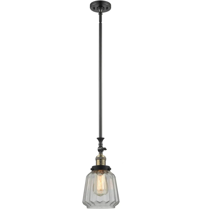 Franklin Restoration Chatham 1 Light 6 inch Black Antique Brass Mini Pendant Ceiling Light in Incandescent, Clear, Franklin Restoration