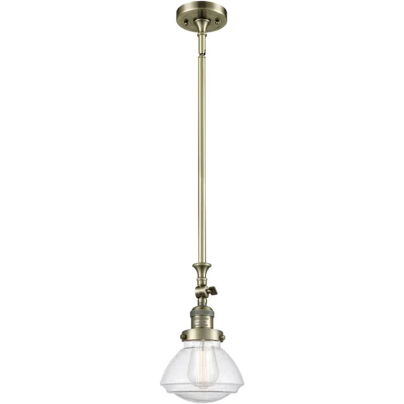 Franklin Restoration Olean 1 Light 6.75 inch Antique Brass Mini Pendant Ceiling Light in Incandescent, Seedy, Franklin Restoration