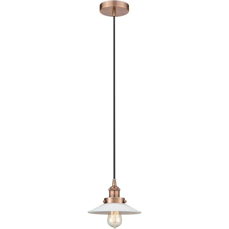 Edison Halophane LED 9 inch Antique Copper Mini Pendant Ceiling Light