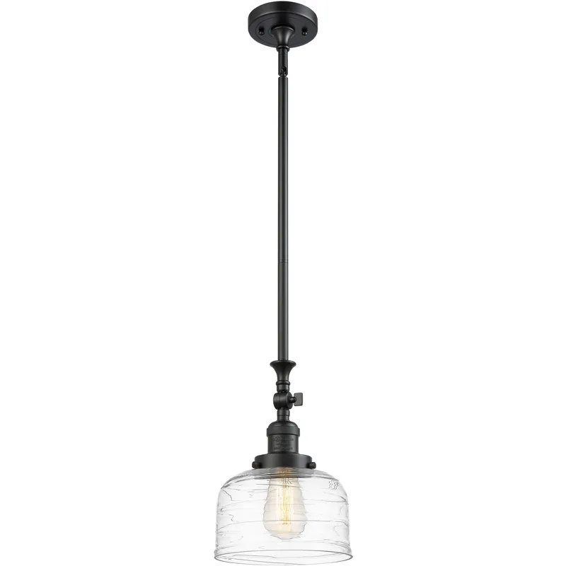 Franklin Restoration Bell 1 Light 8 inch Matte Black Mini Pendant Ceiling Light in Incandescent, Clear Deco Swirl