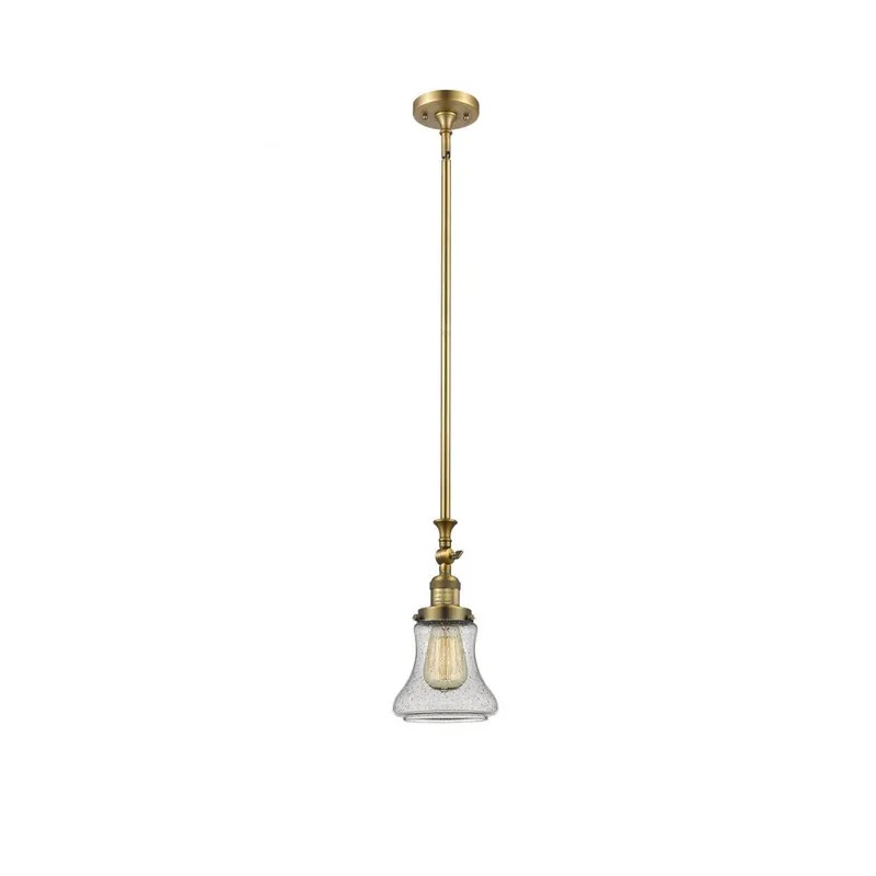 Franklin Restoration Bellmont 1 Light 7 inch Brushed Brass Mini Pendant Ceiling Light in Seedy Glass, Franklin Restoration