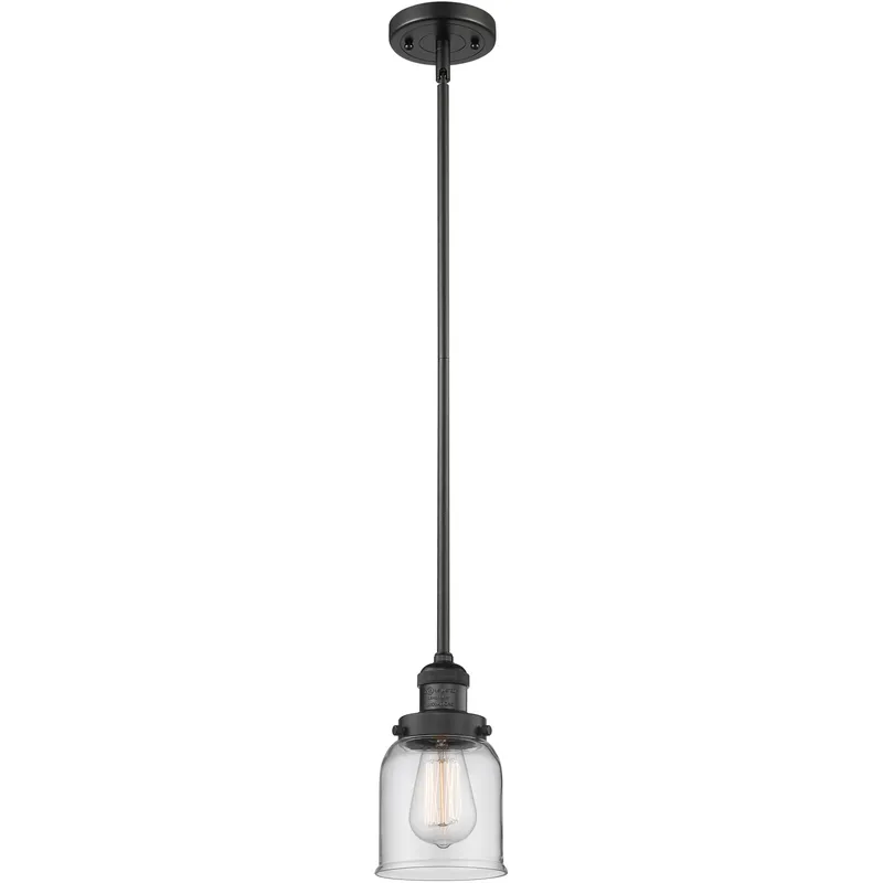 Franklin Restoration Bell LED 5 inch Matte Black Mini Pendant Ceiling Light in Clear, Franklin Restoration