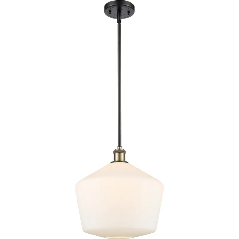 Ballston Cindyrella LED 12 inch Black Antique Brass Mini Pendant Ceiling Light in Matte White Glass