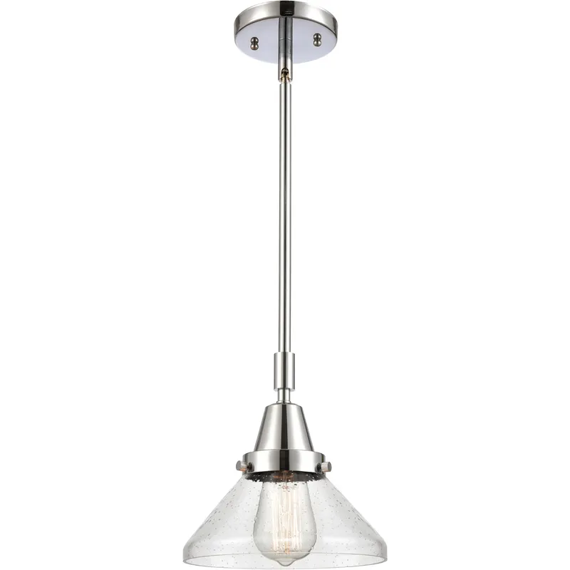 Franklin Restoration Caden LED 8 inch Polished Chrome Mini Pendant Ceiling Light in Seedy Glass