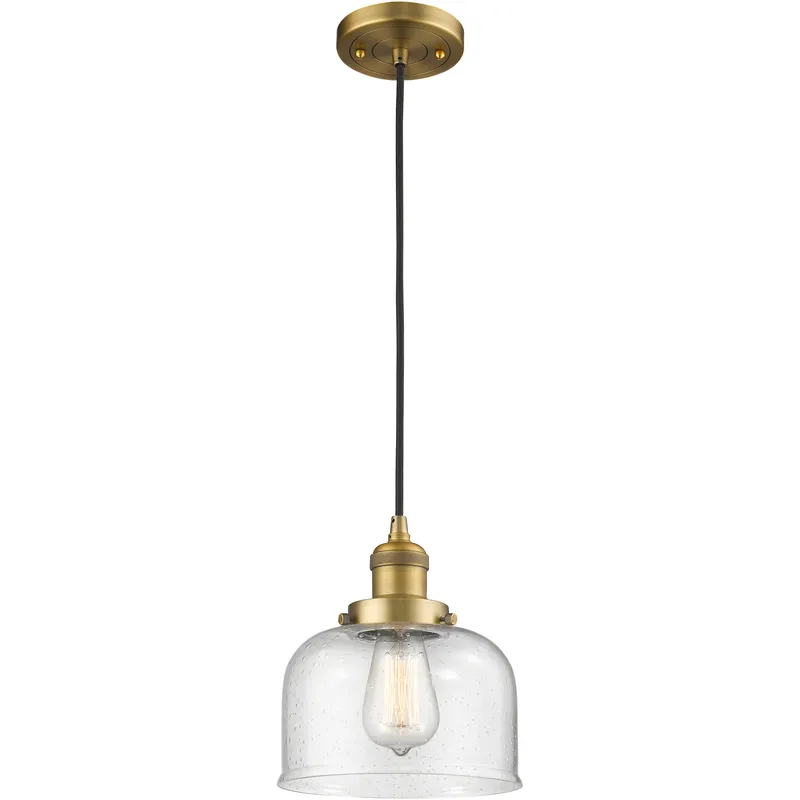 Franklin Restoration Bell 1 Light 8 inch Brushed Brass Mini Pendant Ceiling Light in Incandescent, Seedy, Franklin Restoration