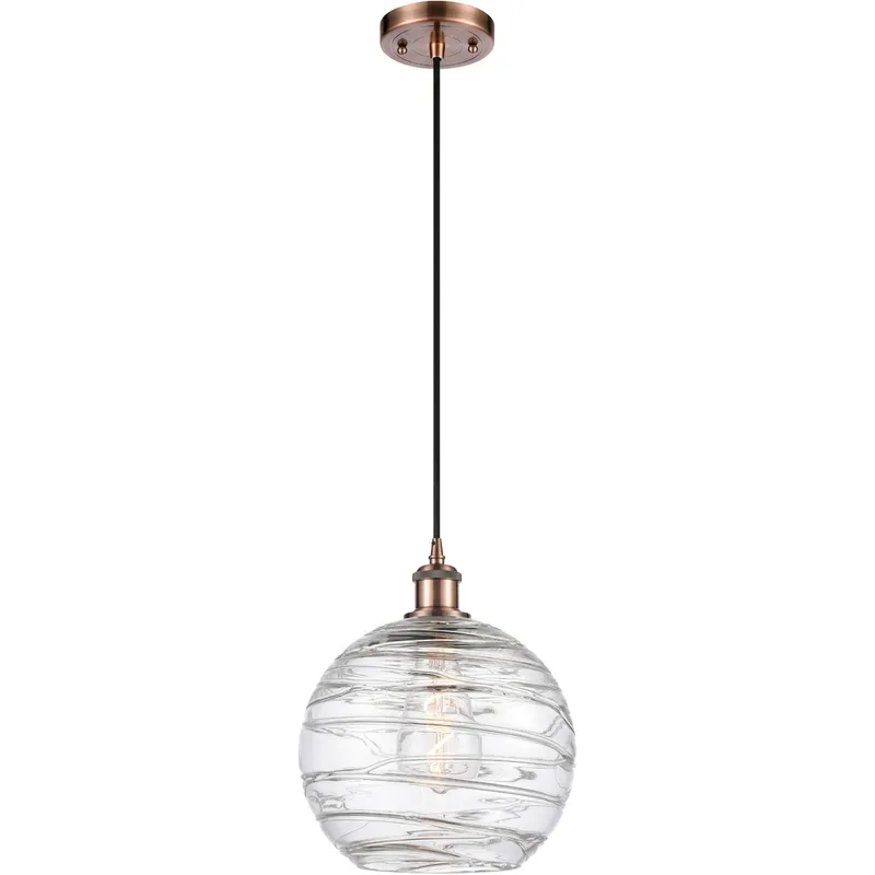Ballston Large Deco Swirl 1 Light 10 inch Antique Copper Mini Pendant Ceiling Light, Ballston