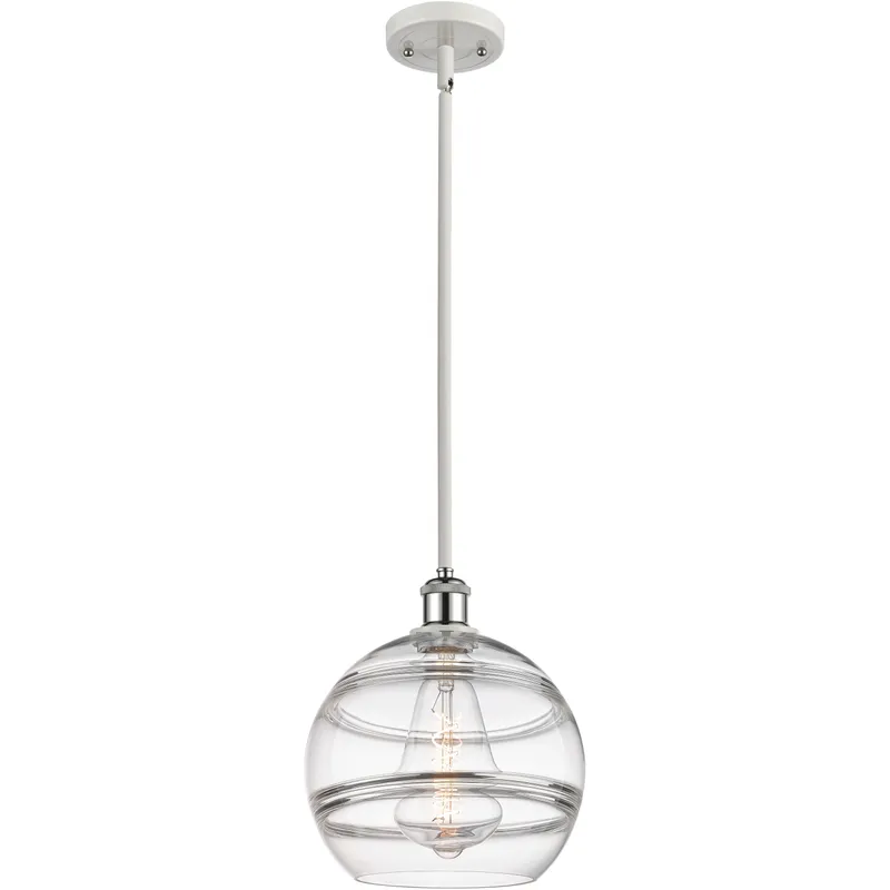 Ballston Rochester 1 Light 10 inch White Polished Chrome Stem Hung Mini Pendant Ceiling Light