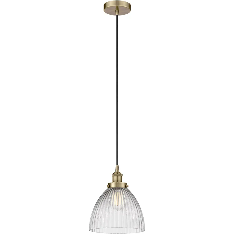 Edison Seneca Falls LED 10 inch Antique Brass Mini Pendant Ceiling Light