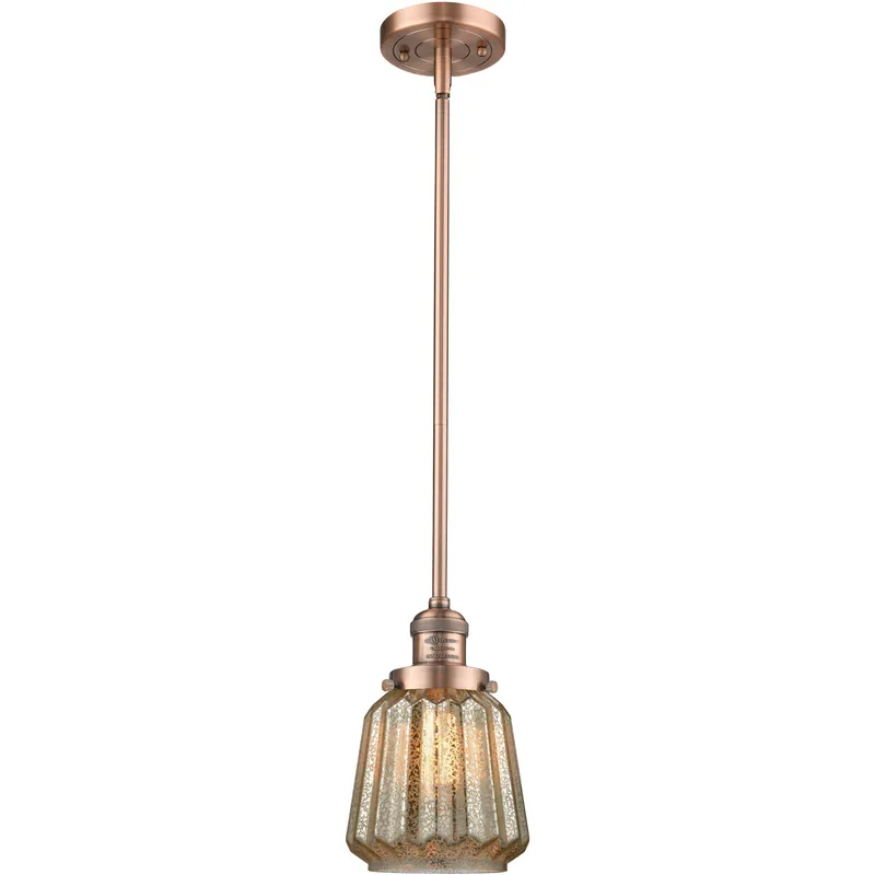 Franklin Restoration Chatham LED 6 inch Antique Copper Mini Pendant Ceiling Light in Mercury, Franklin Restoration