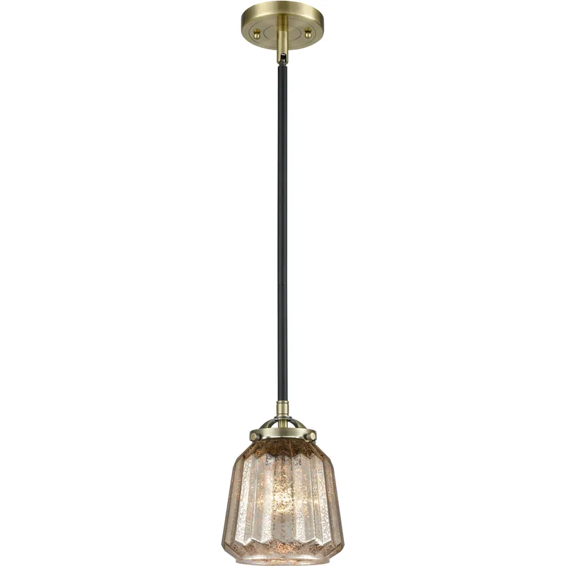 Nouveau Chatham LED 6 inch Black Antique Brass Mini Pendant Ceiling Light in Mercury, Nouveau