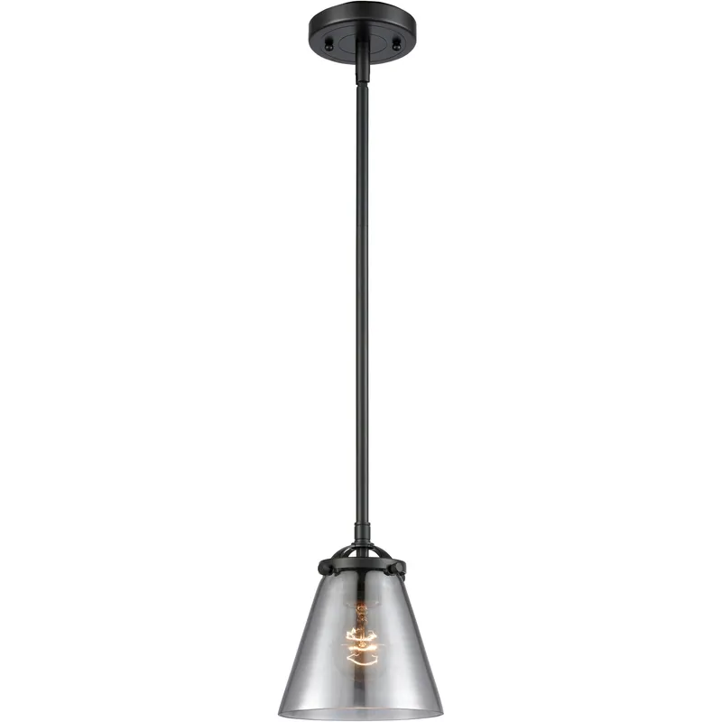 Nouveau Cone LED 6.25 inch Oil Rubbed Bronze Mini Pendant Ceiling Light in Light Smoke Glass, Nouveau