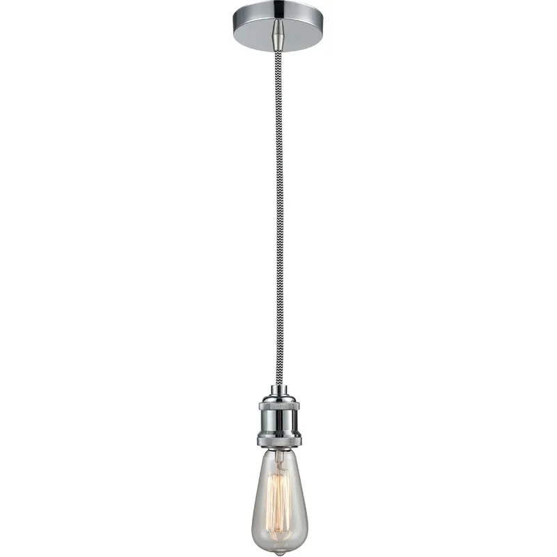 Edison Bare Bulb 1 Light 2 inch Polished Chrome Mini Pendant Ceiling Light in Zebra, Edison
