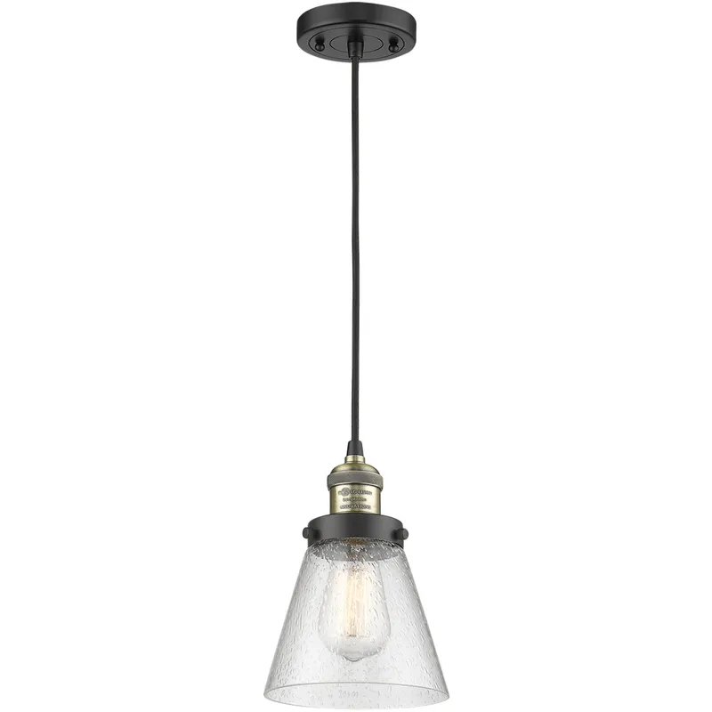 Franklin Restoration Cone LED 8 inch Black Antique Brass Mini Pendant Ceiling Light in Seedy, Franklin Restoration