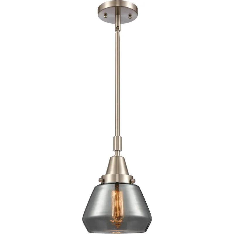 Franklin Restoration Fulton LED 7 inch Brushed Satin Nickel Mini Pendant Ceiling Light in Plated Smoke Glass