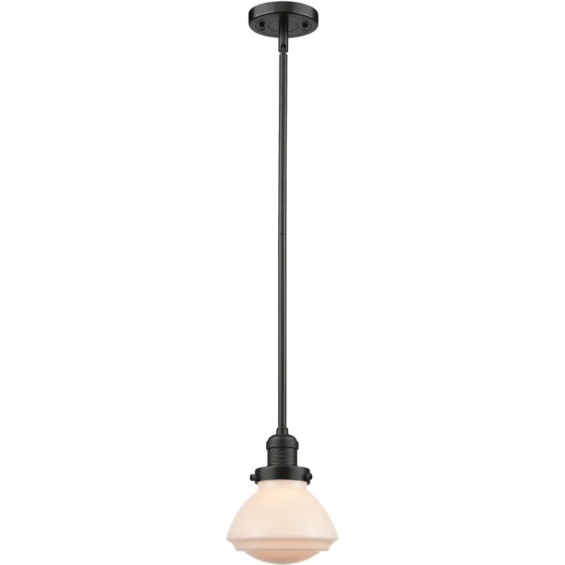 Franklin Restoration Olean 1 Light 6.75 inch Oil Rubbed Bronze Mini Pendant Ceiling Light in Incandescent, Matte White, Franklin Restoration