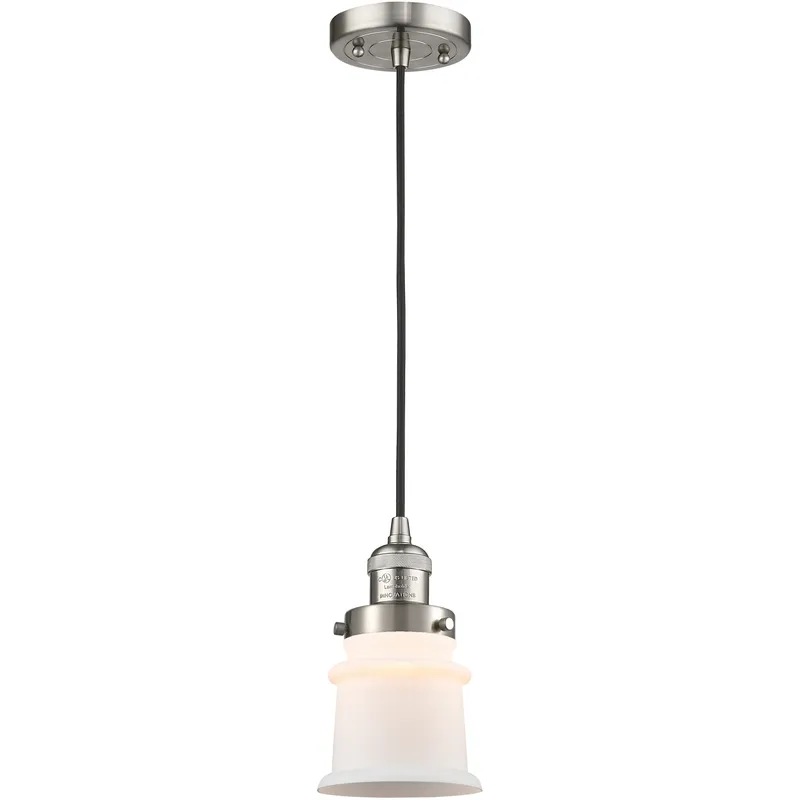 Franklin Restoration Canton 1 Light 6 inch Brushed Satin Nickel Mini Pendant Ceiling Light in Incandescent, Matte White, Franklin Restoration