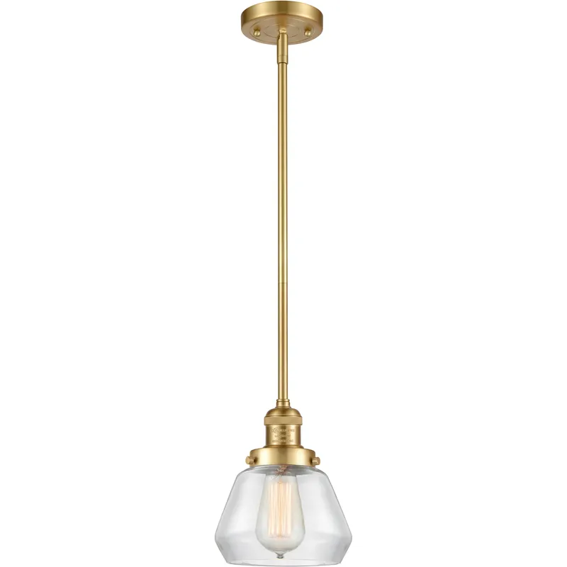 Franklin Restoration Fulton 1 Light 7 inch Satin Gold Mini Pendant Ceiling Light in Incandescent, Clear, Franklin Restoration