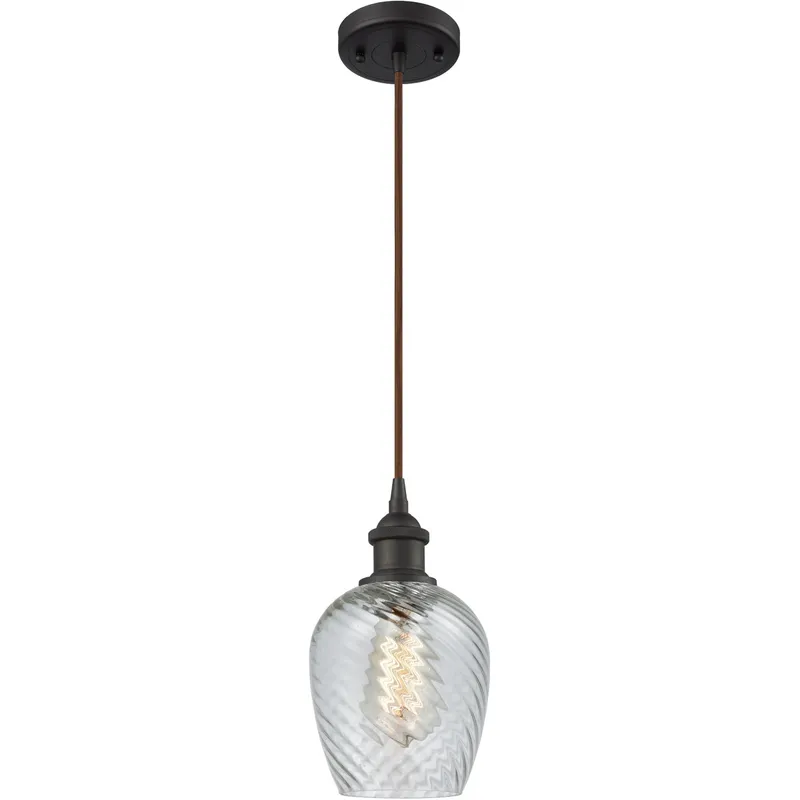Ballston Salina LED 5 inch Oil Rubbed Bronze Mini Pendant Ceiling Light in Black Textured, Ballston