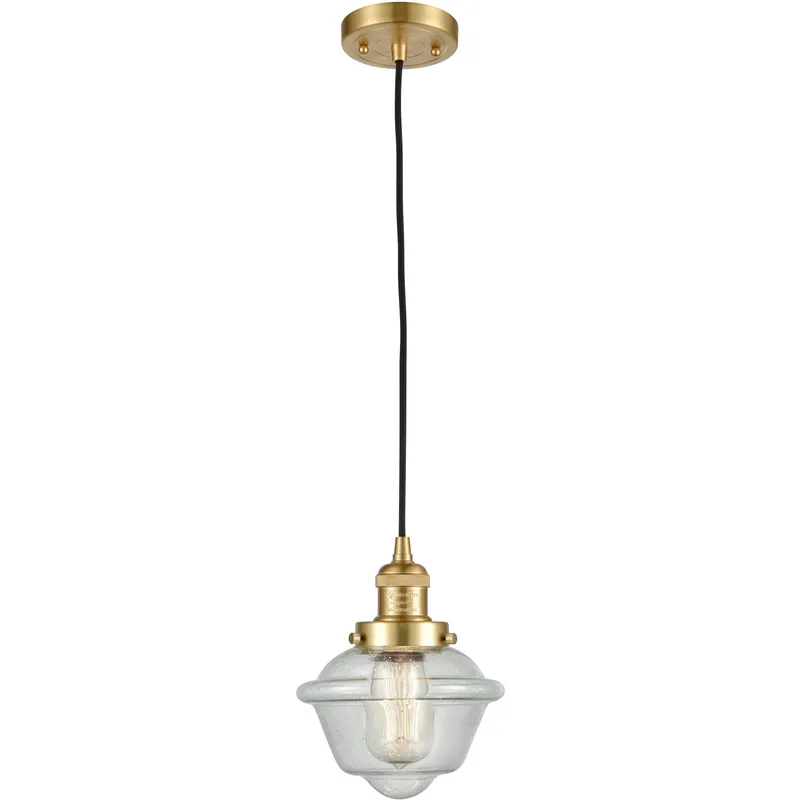 Franklin Restoration Oxford LED 7.5 inch Satin Gold Mini Pendant Ceiling Light in Seedy, Franklin Restoration