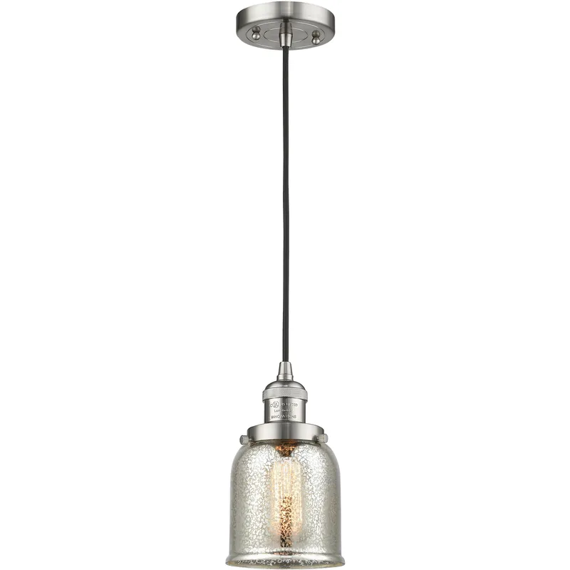 Franklin Restoration Bell LED 5 inch Brushed Satin Nickel Mini Pendant Ceiling Light in Silver Plated Mercury, Franklin Restoration