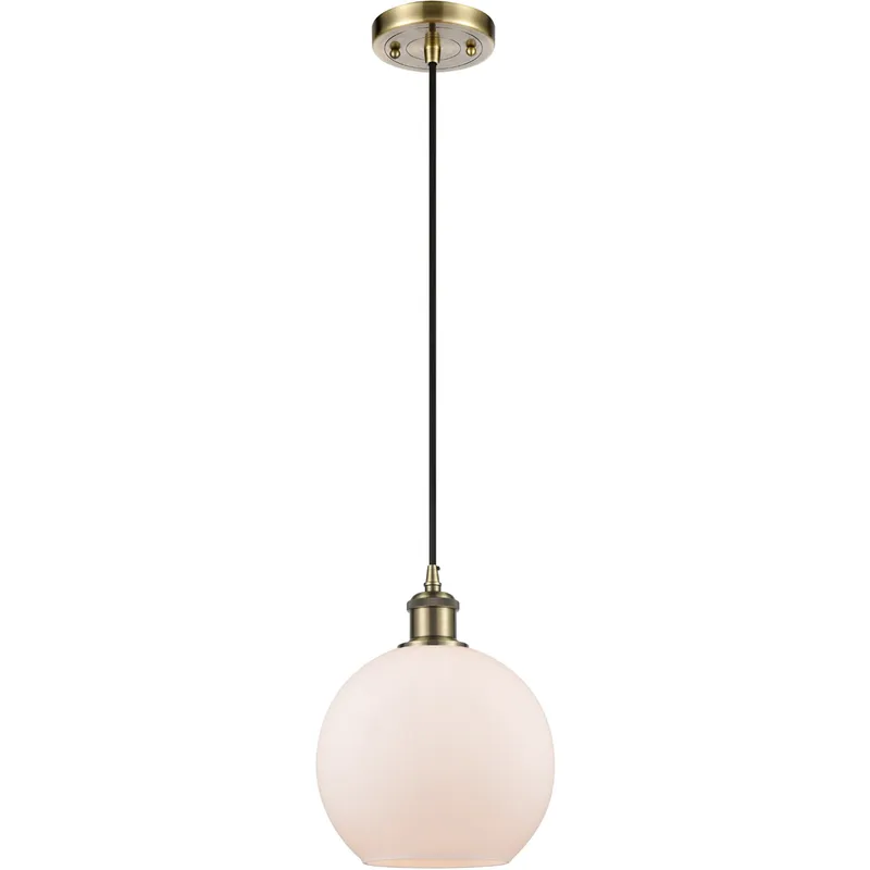 Ballston Athens 1 Light 8 inch Antique Brass Mini Pendant Ceiling Light