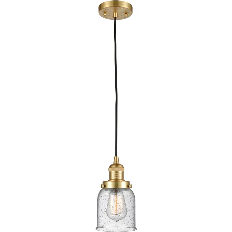 Franklin Restoration Bell 1 Light 5 inch Satin Gold Mini Pendant Ceiling Light in Incandescent, Seedy, Franklin Restoration