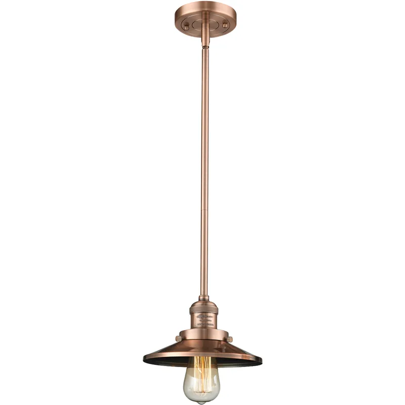 Franklin Restoration Railroad LED 8 inch Antique Copper Mini Pendant Ceiling Light, Franklin Restoration
