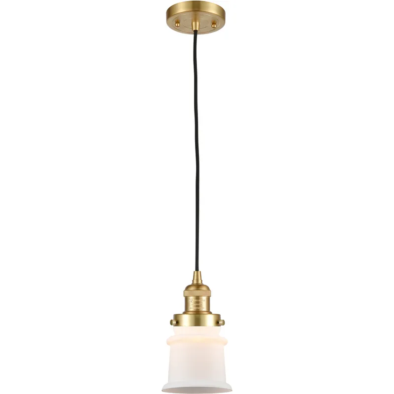 Franklin Restoration Canton 1 Light 6 inch Satin Gold Mini Pendant Ceiling Light in Incandescent, Matte White, Franklin Restoration