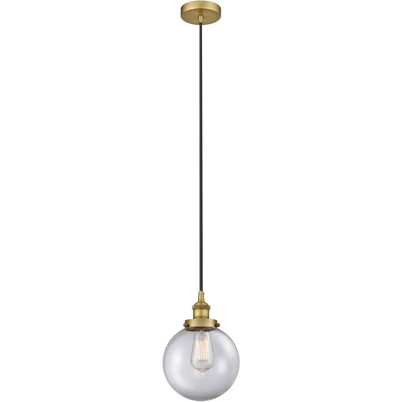 Edison Beacon LED 8 inch Brushed Brass Mini Pendant Ceiling Light