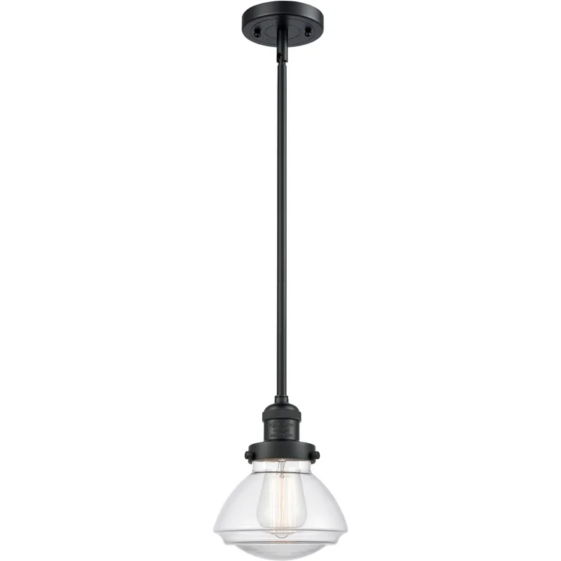 Franklin Restoration Olean 1 Light 6.75 inch Matte Black Mini Pendant Ceiling Light in Incandescent, Clear, Franklin Restoration