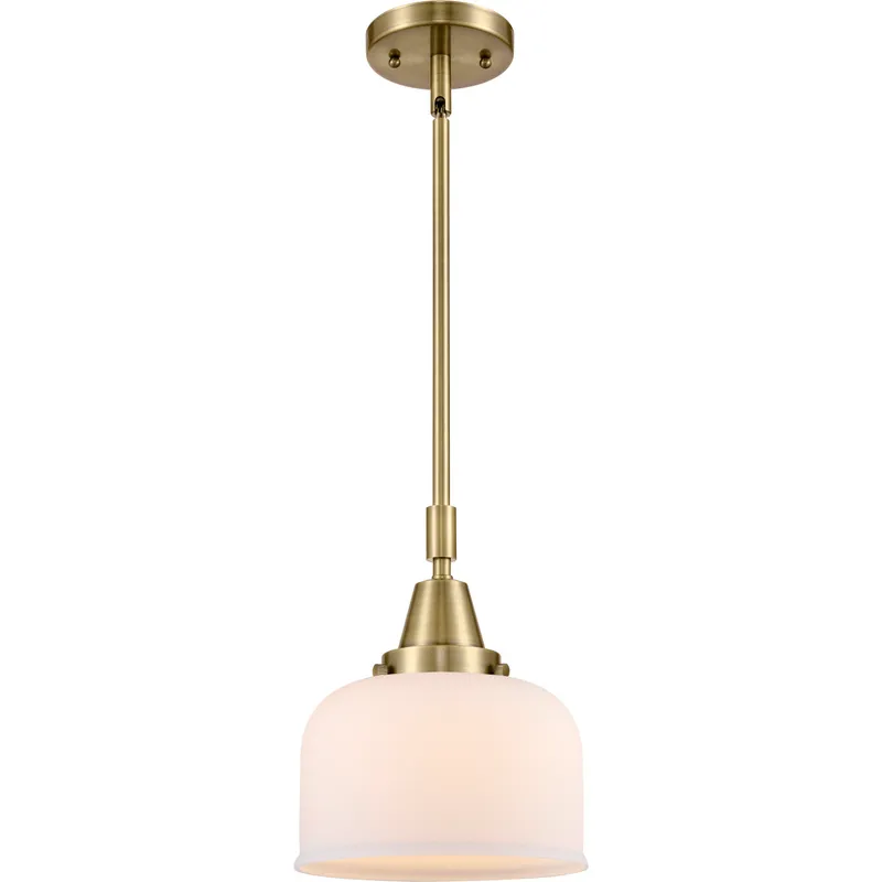 Franklin Restoration X-Large Bell LED 12 inch Antique Brass Mini Pendant Ceiling Light in Matte White Glass