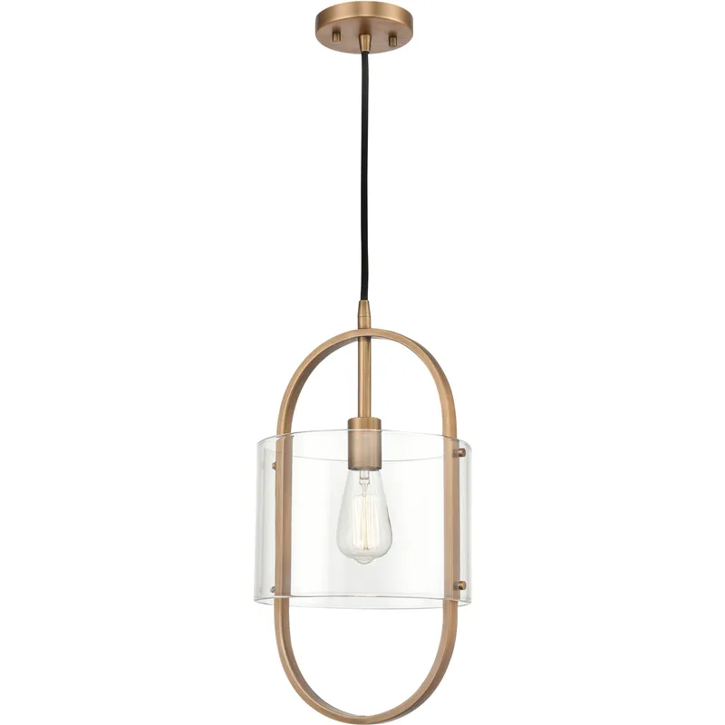 Pelham 1 Light 9.5 inch Brushed Brass Mini Pendant Ceiling Light in Incandescent
