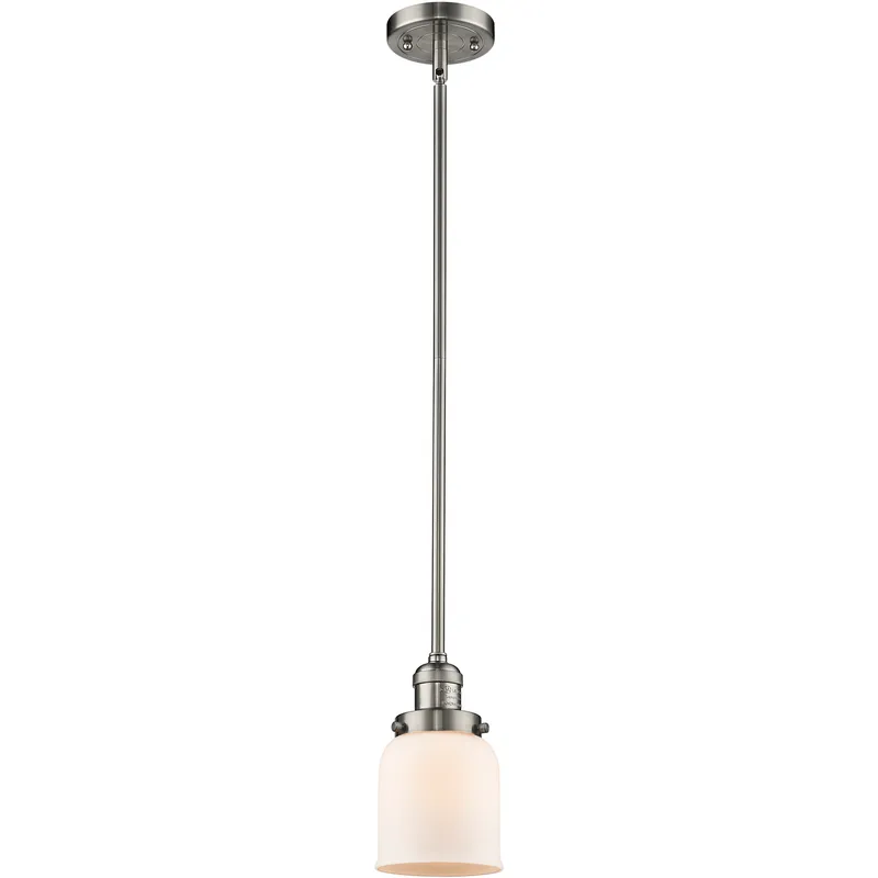 Franklin Restoration Bell 1 Light 5 inch Brushed Satin Nickel Mini Pendant Ceiling Light in Incandescent, Matte White, Franklin Restoration