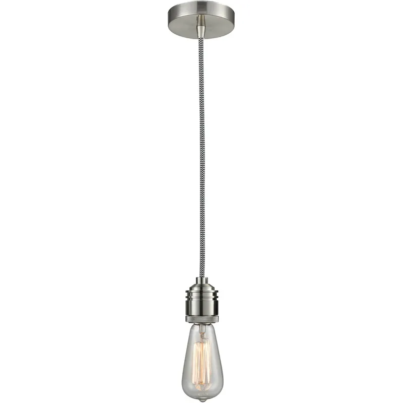 Winchester Bare Bulb 1 Light 2 inch Satin Nickel Mini Pendant Ceiling Light in Zebra, Winchester
