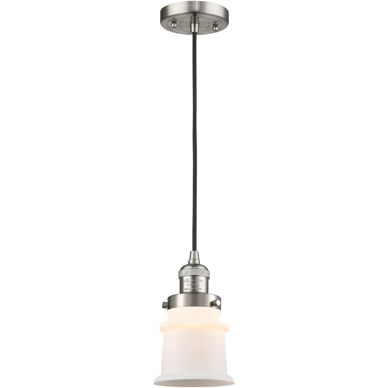 Franklin Restoration Canton LED 6 inch Brushed Satin Nickel Mini Pendant Ceiling Light in Matte White, Franklin Restoration
