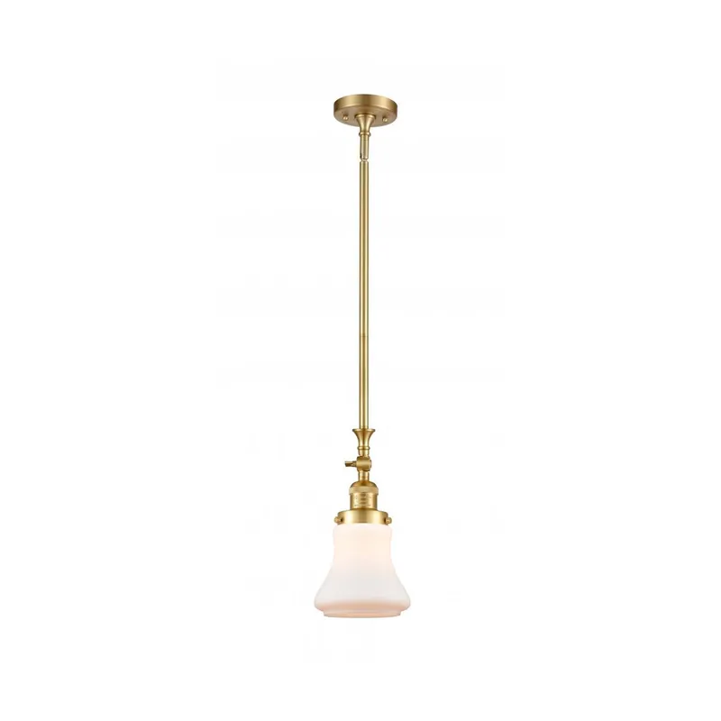 Franklin Restoration Bellmont 1 Light 7 inch Satin Gold Mini Pendant Ceiling Light in Matte White Glass, Franklin Restoration