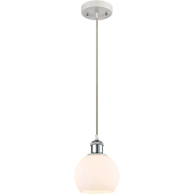 Ballston Athens 1 Light 6 inch White and Polished Chrome Mini Pendant Ceiling Light in Matte White Glass