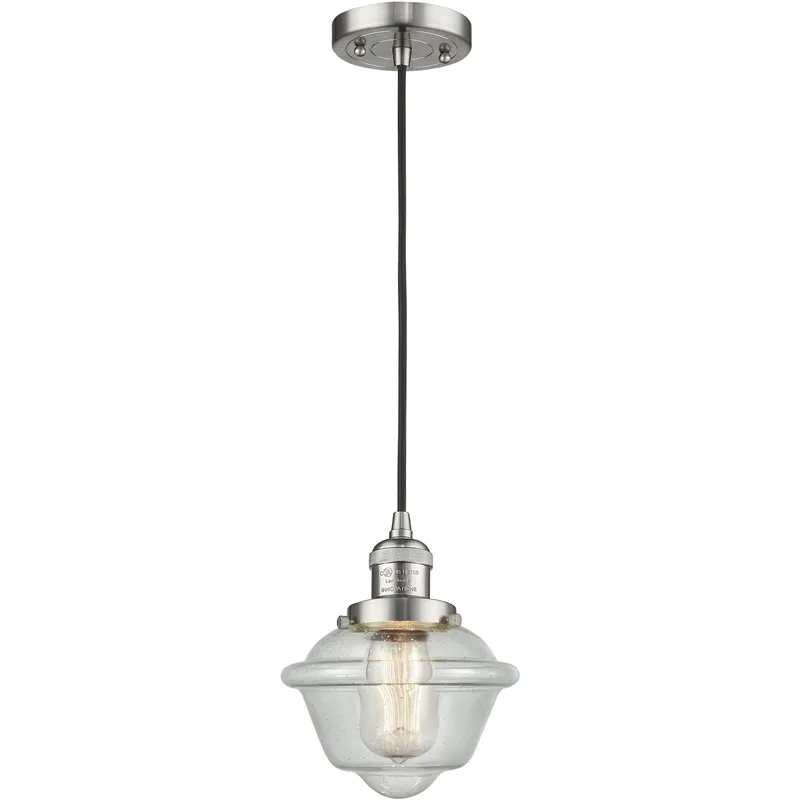 Franklin Restoration Oxford 1 Light 7.5 inch Brushed Satin Nickel Mini Pendant Ceiling Light in Incandescent, Seedy, Franklin Restoration