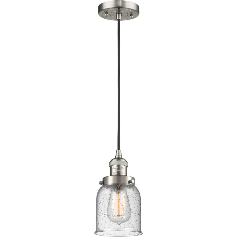 Franklin Restoration Bell 1 Light 5 inch Brushed Satin Nickel Mini Pendant Ceiling Light in Incandescent, Seedy, Franklin Restoration