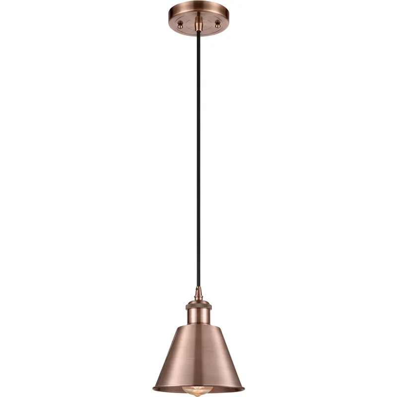 Ballston Smithfield LED 7 inch Antique Copper Mini Pendant Ceiling Light in Black Textured, Ballston