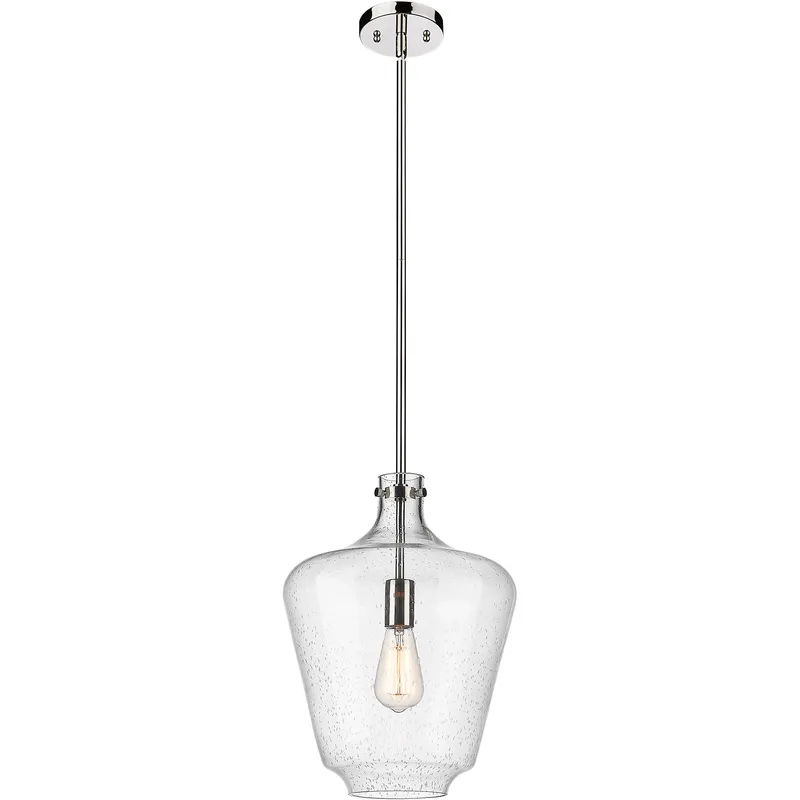 Norwalk 1 Light 12 inch Polished Nickel Mini Pendant Ceiling Light in Seedy Glass