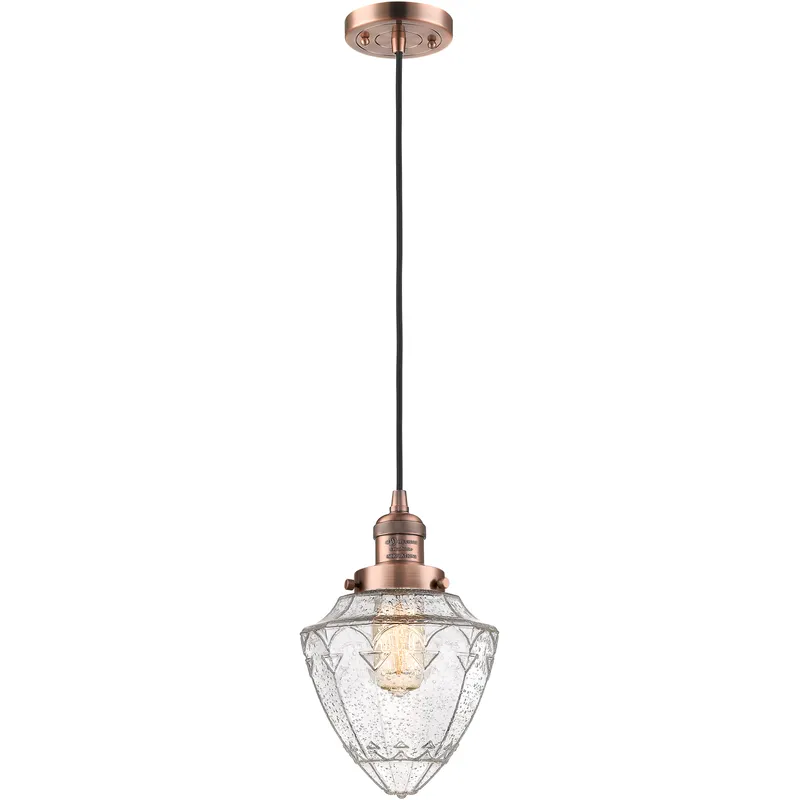 Franklin Restoration Bullet 1 Light 7 inch Antique Copper Mini Pendant Ceiling Light in Incandescent, Seedy