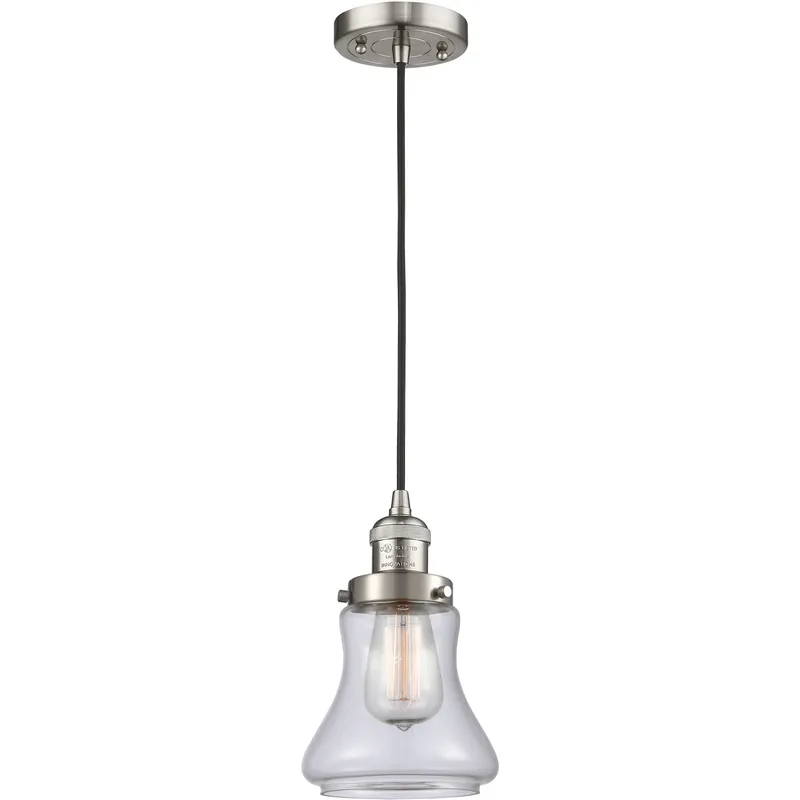 Franklin Restoration Bellmont 1 Light 6.25 inch Brushed Satin Nickel Mini Pendant Ceiling Light in Incandescent, Clear, Franklin Restoration