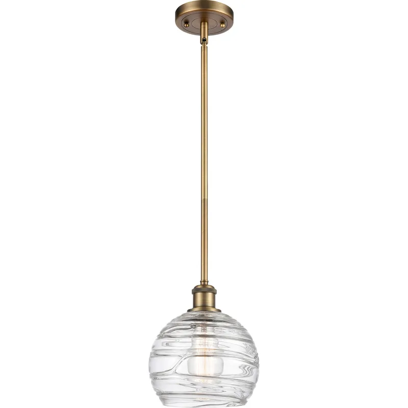 Ballston Deco Swirl 1 Light 8 inch Brushed Brass Pendant Ceiling Light, Ballston