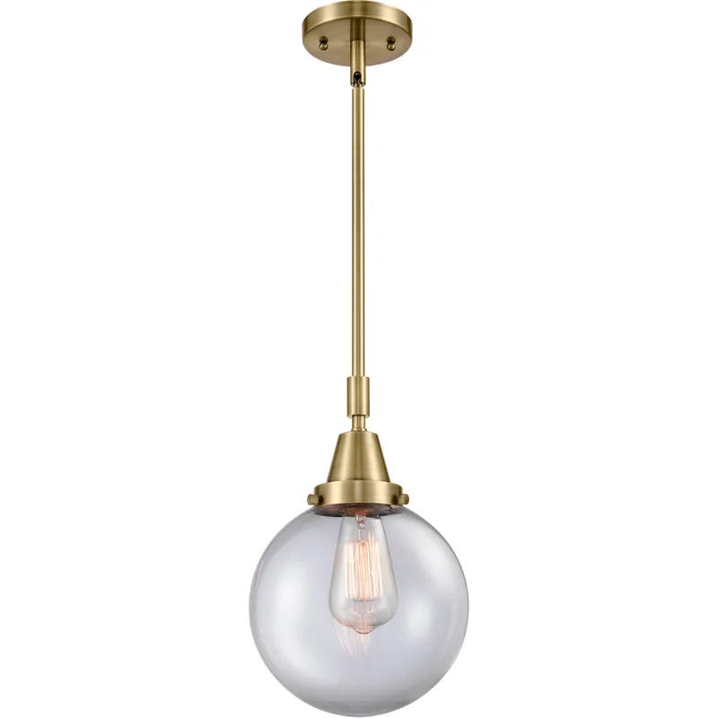 Franklin Restoration Beacon LED 8 inch Antique Brass Mini Pendant Ceiling Light in Clear Glass