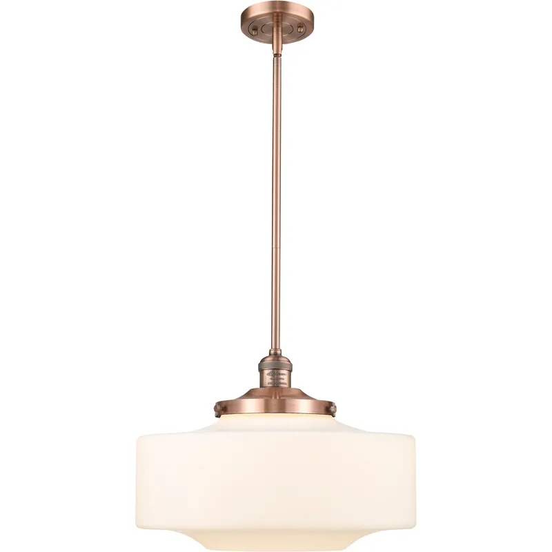Franklin Restoration Bridgeton 1 Light 11.75 inch Antique Copper Mini Pendant Ceiling Light in Incandescent, Matte White