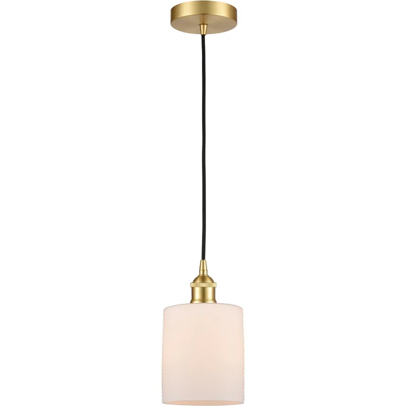 Edison Cobbleskill LED 5 inch Satin Gold Mini Pendant Ceiling Light