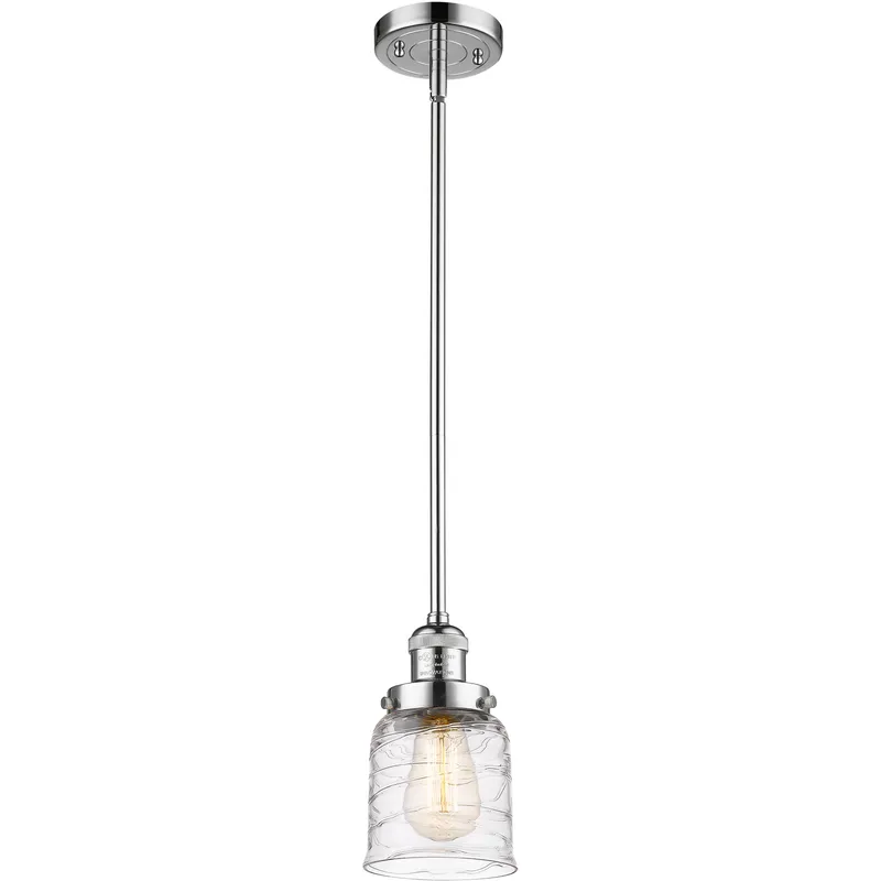 Franklin Restoration Bell LED 5 inch Polished Chrome Mini Pendant Ceiling Light in Deco Swirl